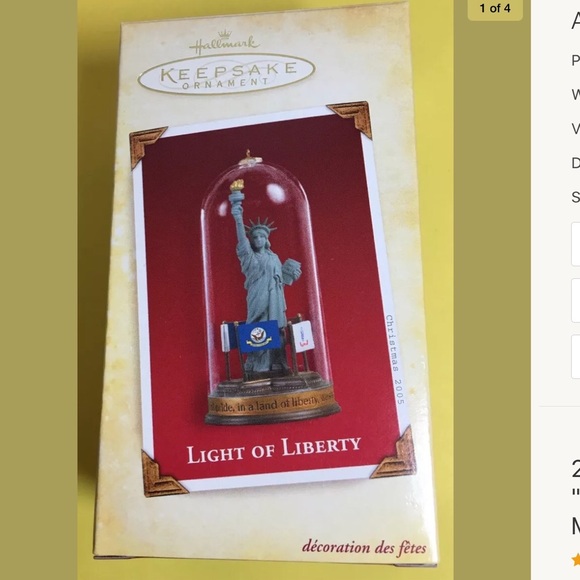 Vintage 2005, Hallmark Keepsake Ornament “🗽Light of Liberty” w/ Box & Card - Picture 1 of 4
